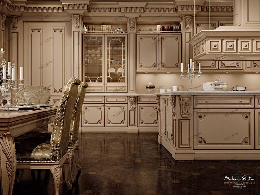 Modenese Gastone Кухня из лакированного массива дерева на заказ с островом Cucine sun-id-1405112