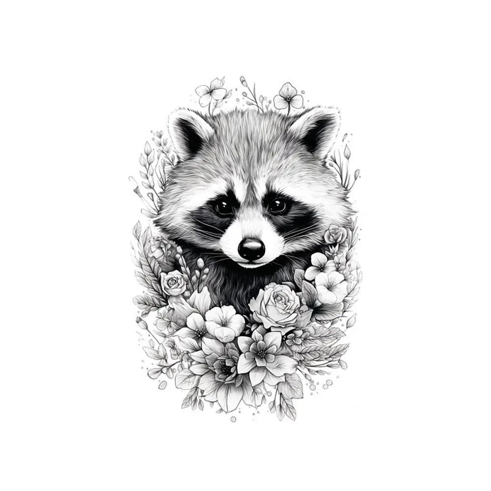 Santreyd: Постер с енотом среди цветочного сада 30×40 см 88909941 STLM-0823940