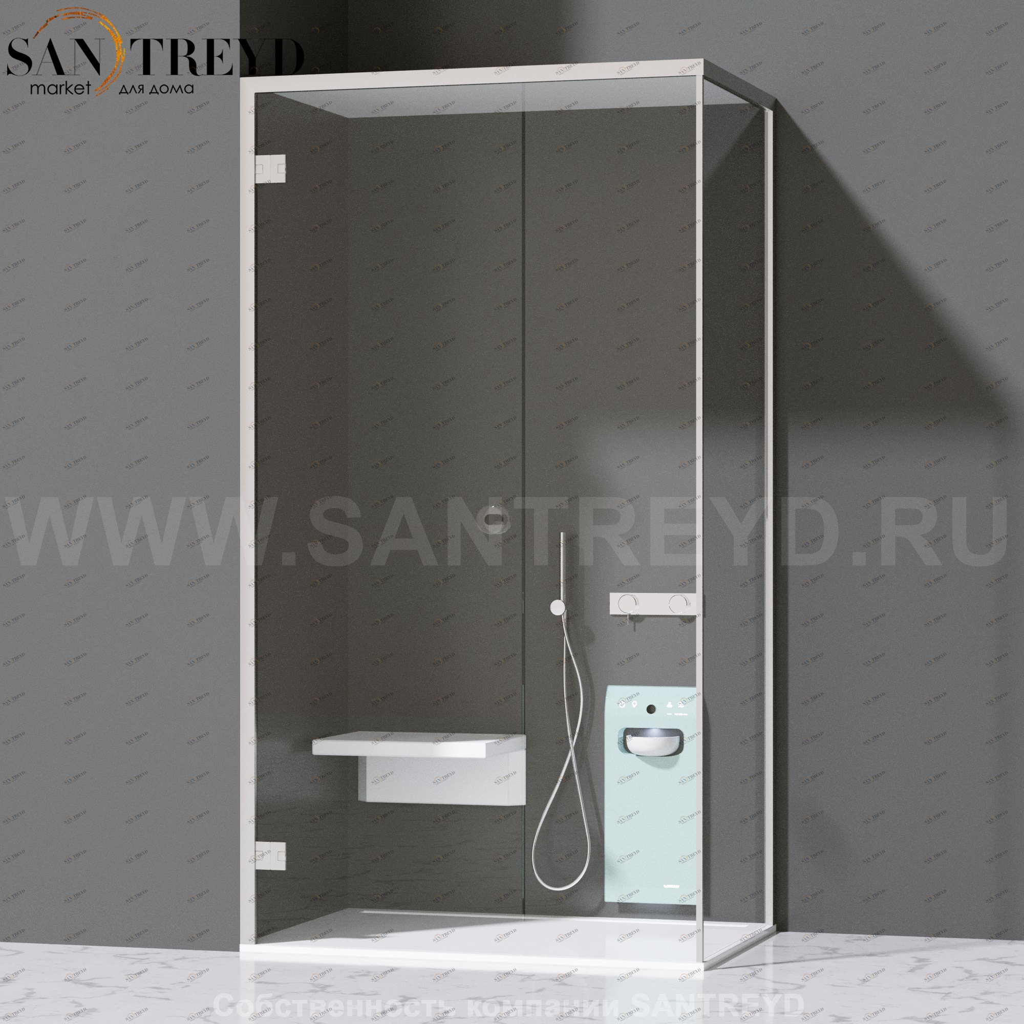 Effegibi FITBOX A Душевая кабина с профилем из алюминия. Установка: в левый угол. Размеры: длина 119 см, высота 220 см. Дверные петли у стены FB10010001