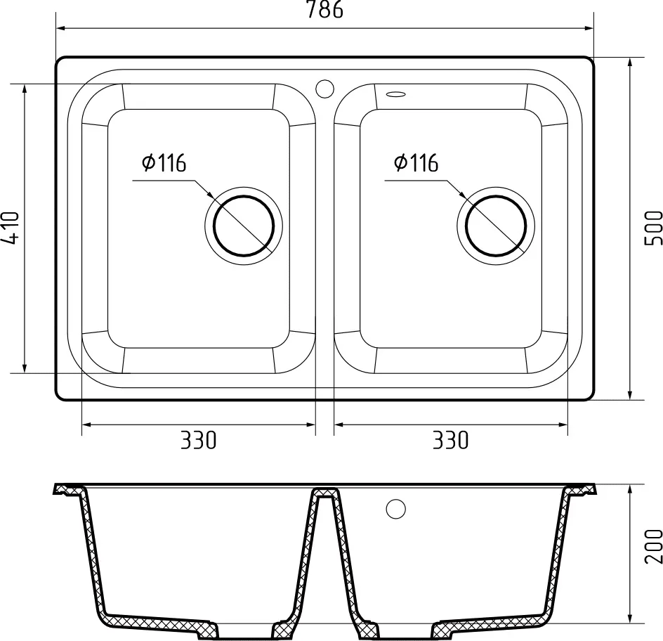Кухонная мойка Искусственный камень STANDART S140 GranFest S-780K-S140 - Вид №1