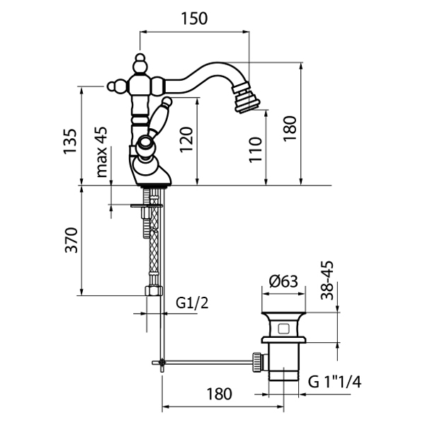 AL710402065 Смеситель для биде Webert Alexandra - Вид №1