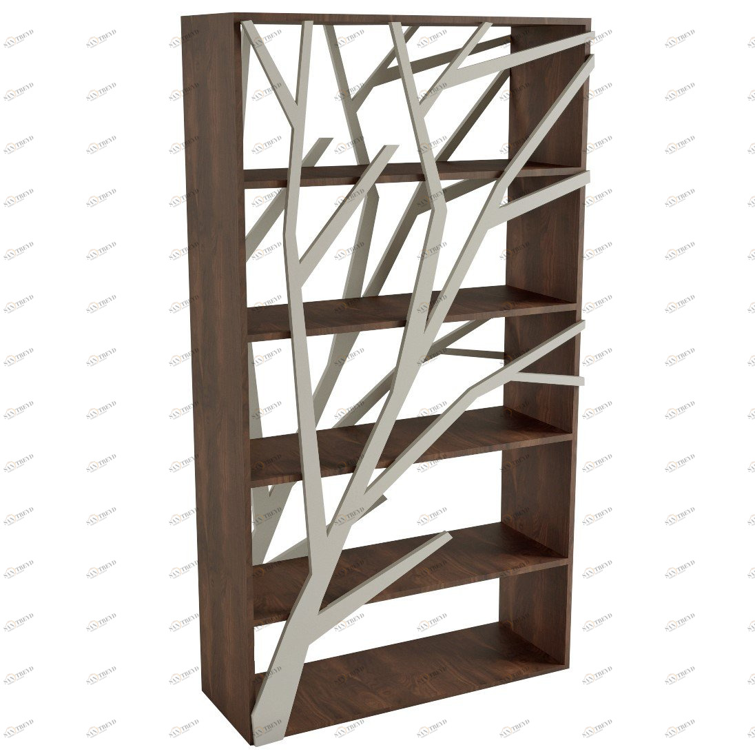 Стеллаж деревянный дизайнерский орех, белый "Япония" от Odingeniy ODINGENIY  178435 Коричневый 