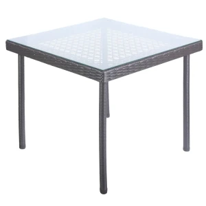 Стол садовый обеденный Орфей 76х90 см стекло/сталь серый