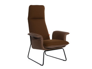 Кресло для салазок из ткани и кожи с подлокотниками