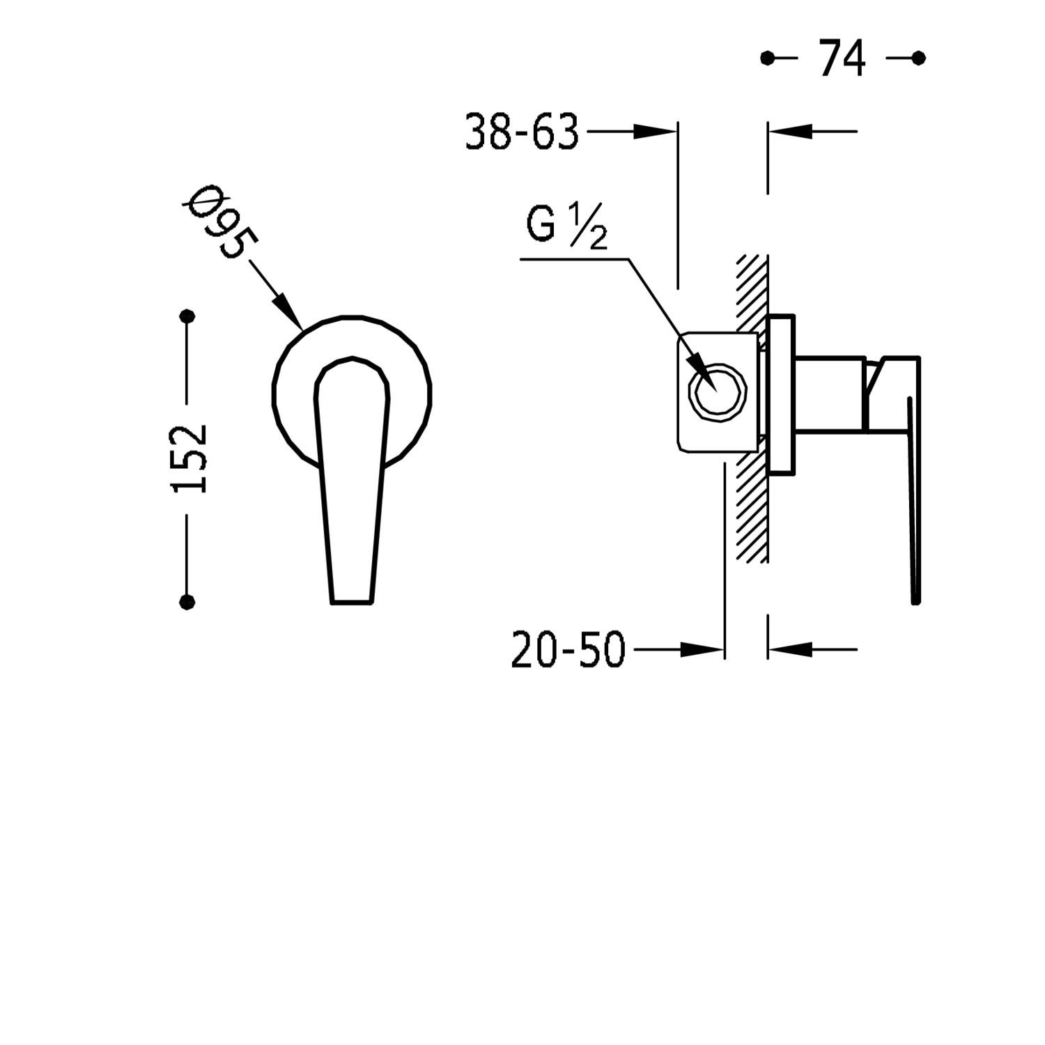 Скрытый смеситель для душа с одной ручкой КЛАССА 1-20517701 TRES  - Вид №1