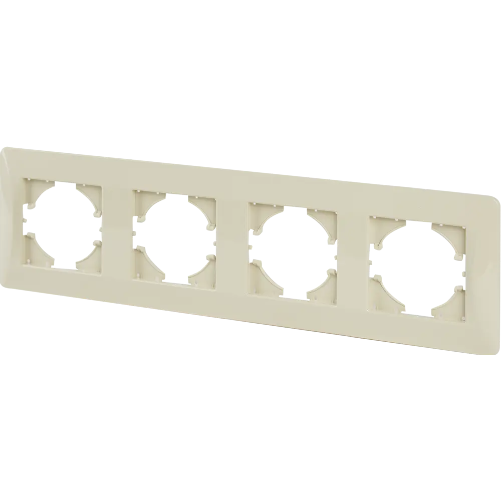Рамка GUSI Electric Ugra для розеток и выключателей, 4 поста, бежевый глянец 83865098 STLM-0045251 - Вид №1