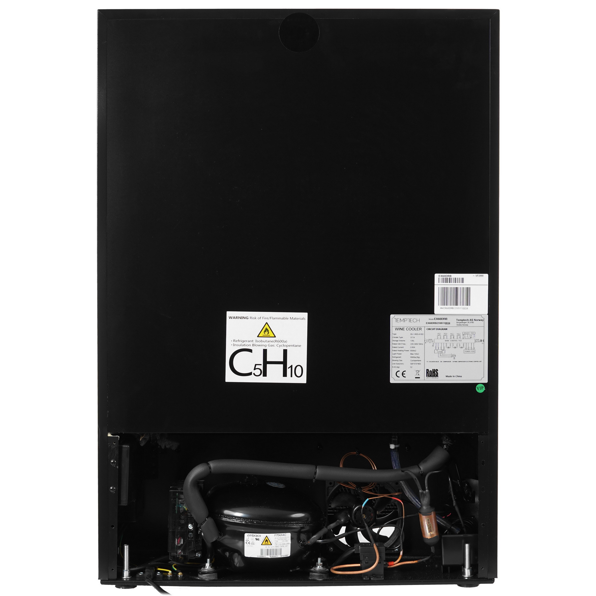 9973847 Винный шкаф Temptech EX60DRB черный STDN-0023847 - Вид №7