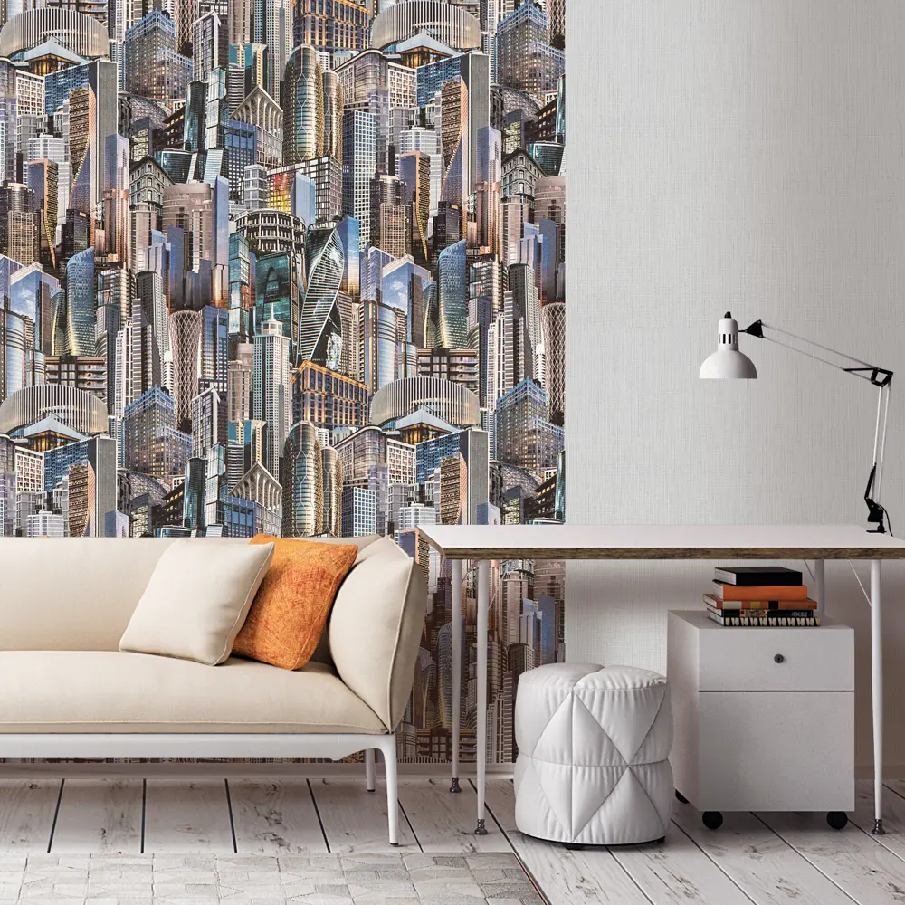 Santreyd Обои бумажные Фиолетовые кирпичи с мраморным эффектом 83596179 НЕБОСКРЕБЫ STLM-0042327 - Вид №3