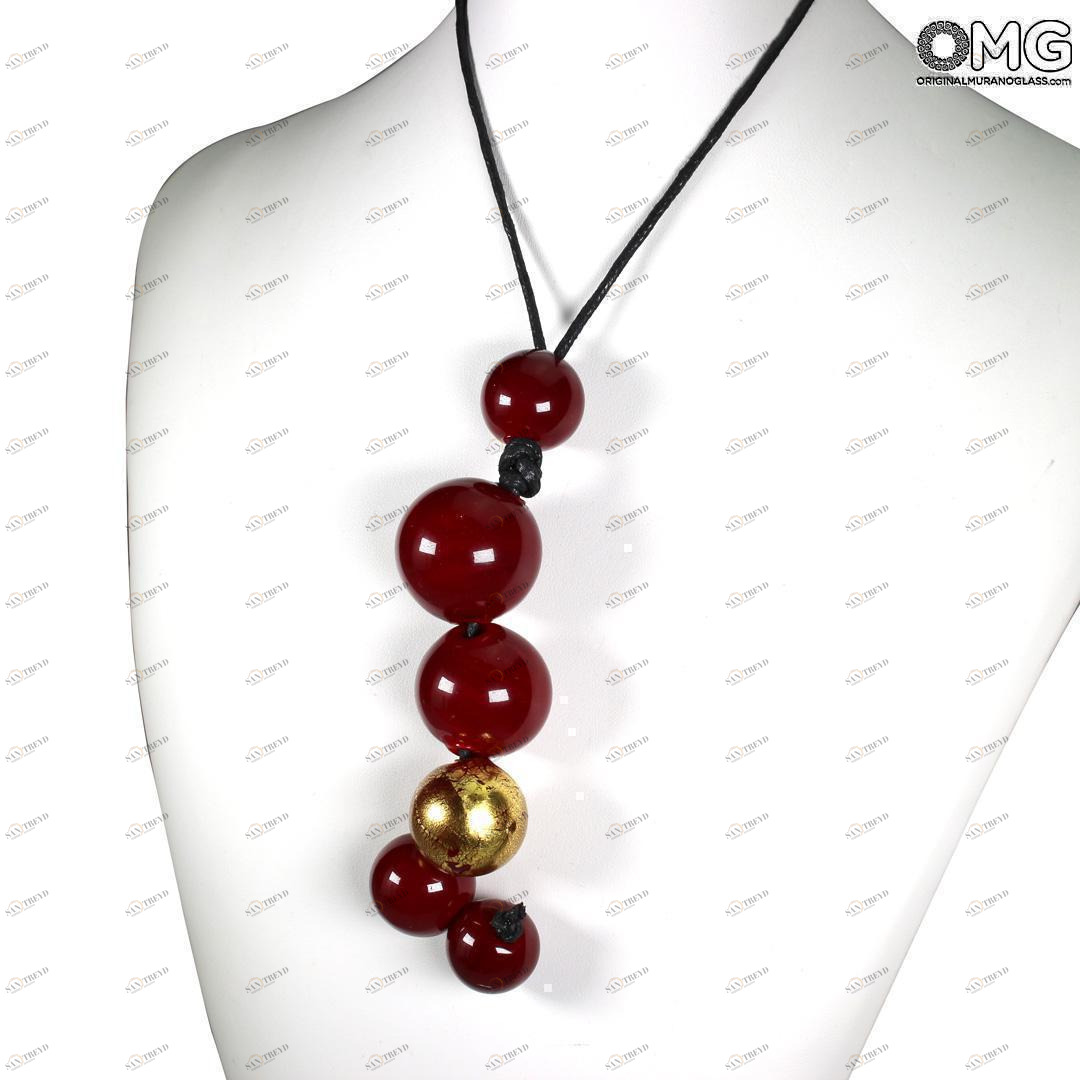 4651 ORIGINALMURANOGLASS Колье Люмина - Красное - муранское стекло OMG 56 см 