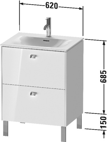 BR451002222 Тумбочка напольная Brioso #BR4510 620 x 479 мм Белый глянцевый декор Duravit - Вид №1