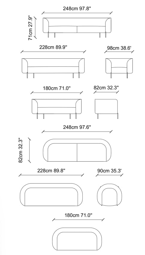 Ткань линейный диван NDESIGN Macaroon ARCH-00007068 - Вид №4