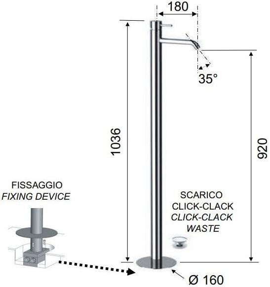 Remer Rubinetterie Смеситель для умывальника, однорычажный, напольный X style X 18 - Вид №1