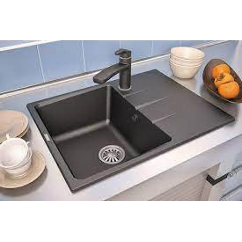 Кухонная мойка DELINIA с крылом 64×49 см, черный кварц 87806426 Мойка врезная STLM-1399309 - Вид №7