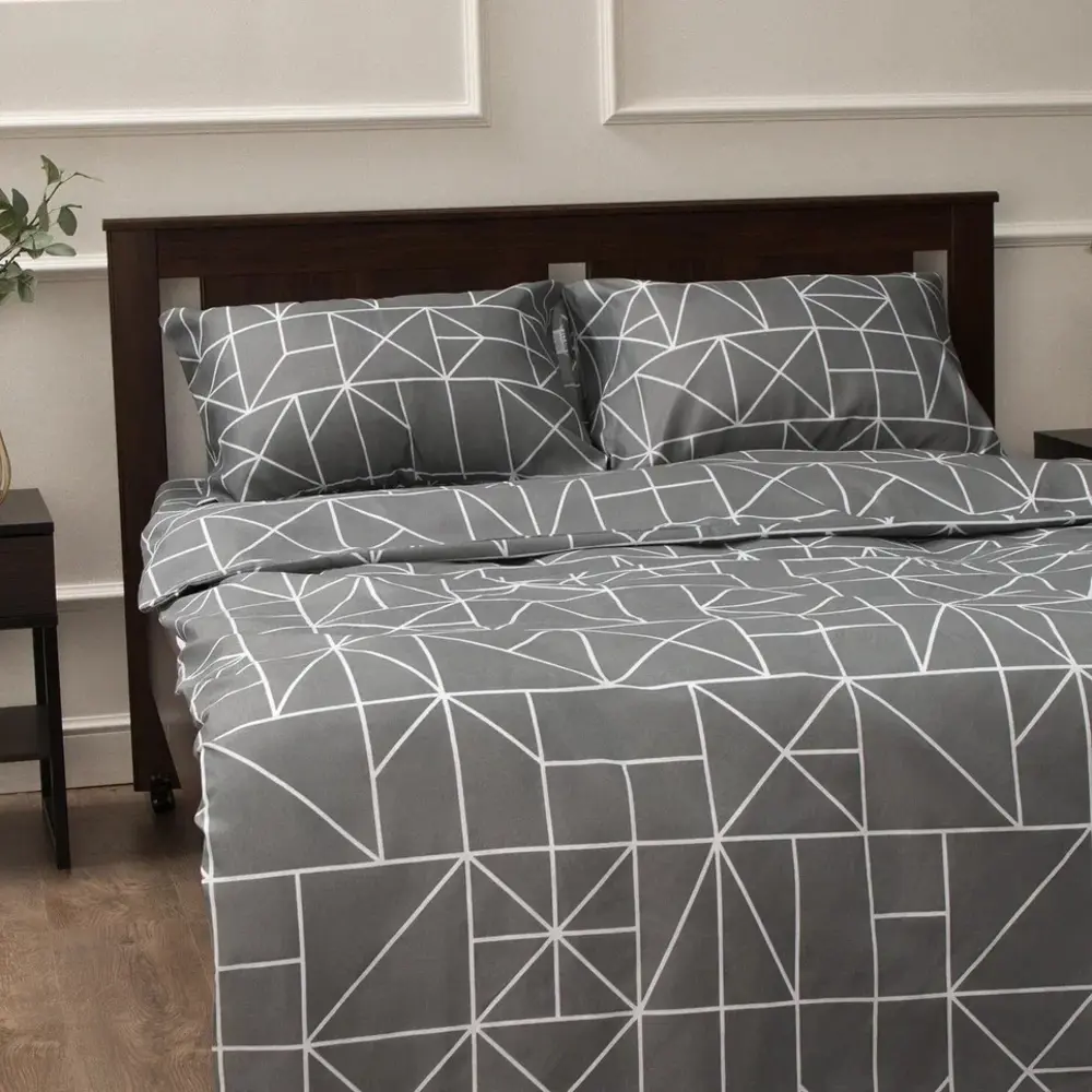 Комплект постельного белья Eclair Крейк полутораспальный полисатин серый опал STLM-2023711