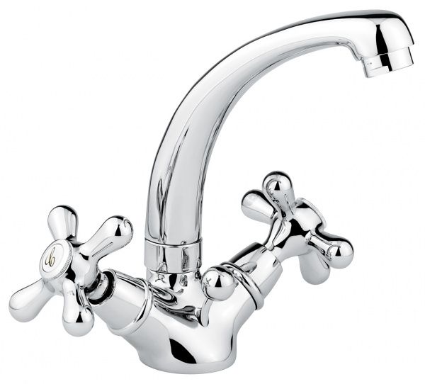 12913BO Смеситель Deco Classic 12913 с донным клапаном для раковины, цвет белый-золото EMMEVI Decò classic