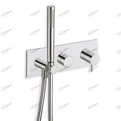 CRITV602 Внешние части смесителя для ванны и душа для CRICS100 (правая сторона) - CRICS101 (левая сторона) с переключателем на 2 выпускных отверстия, ручным душем с защитой от известкового налета, гибким шлангом LONG LIFE Cristina Rubinetterie 