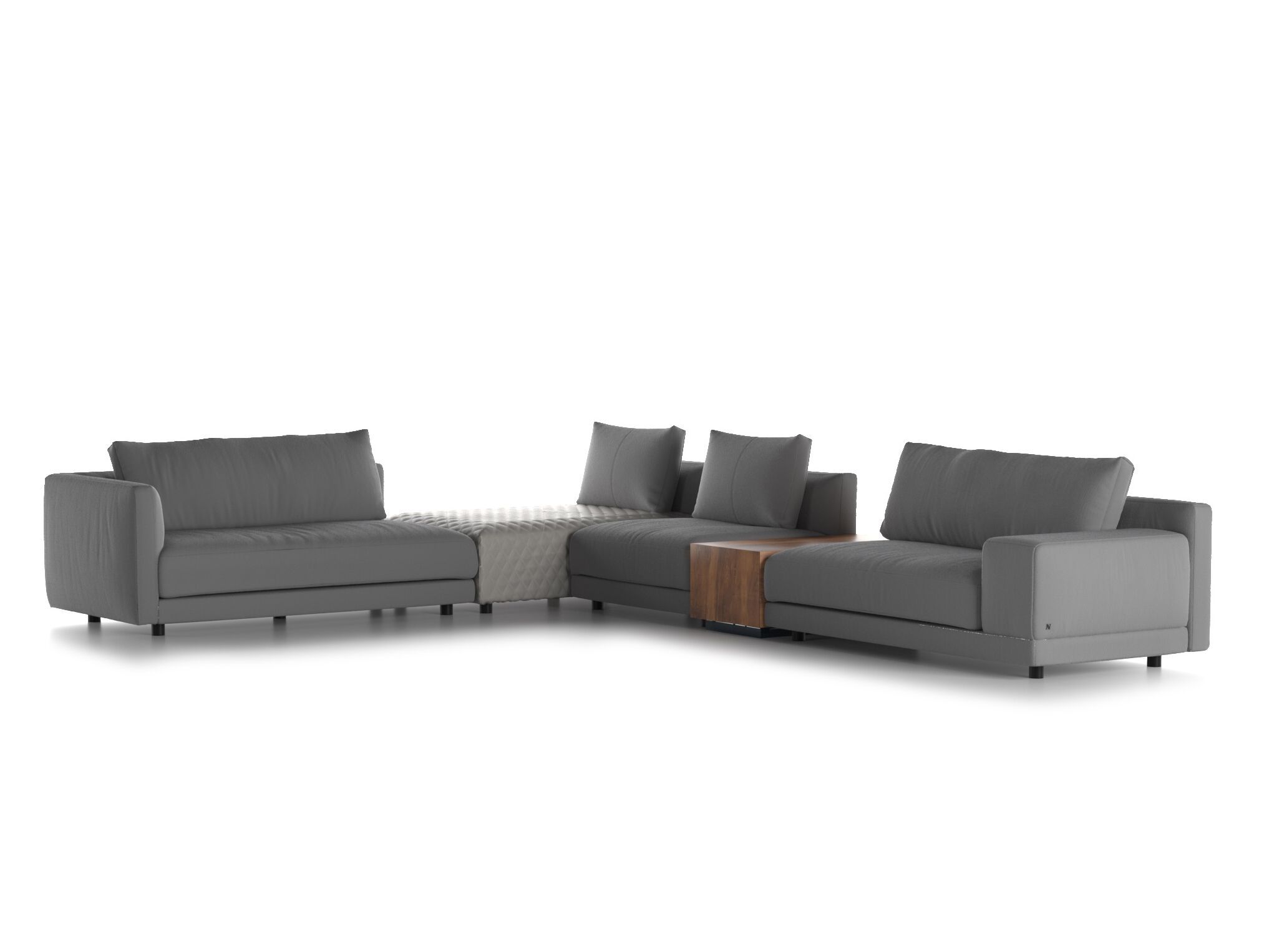 Угловой диван из ткани с журнальной стойкой Natuzzi Italia Melpot ARCH-00060944 - Вид №1