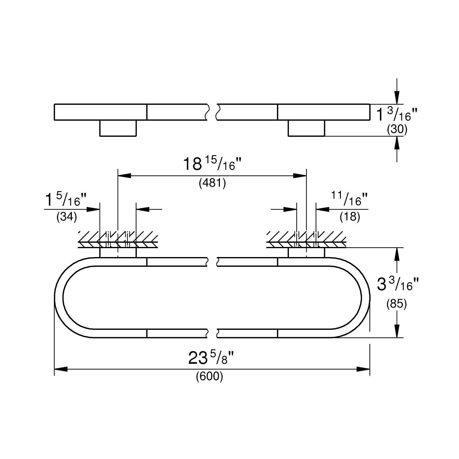 Держатель для полотенца GROHE Selection, 600 мм, никель матовый (41056EN0) - Вид №1
