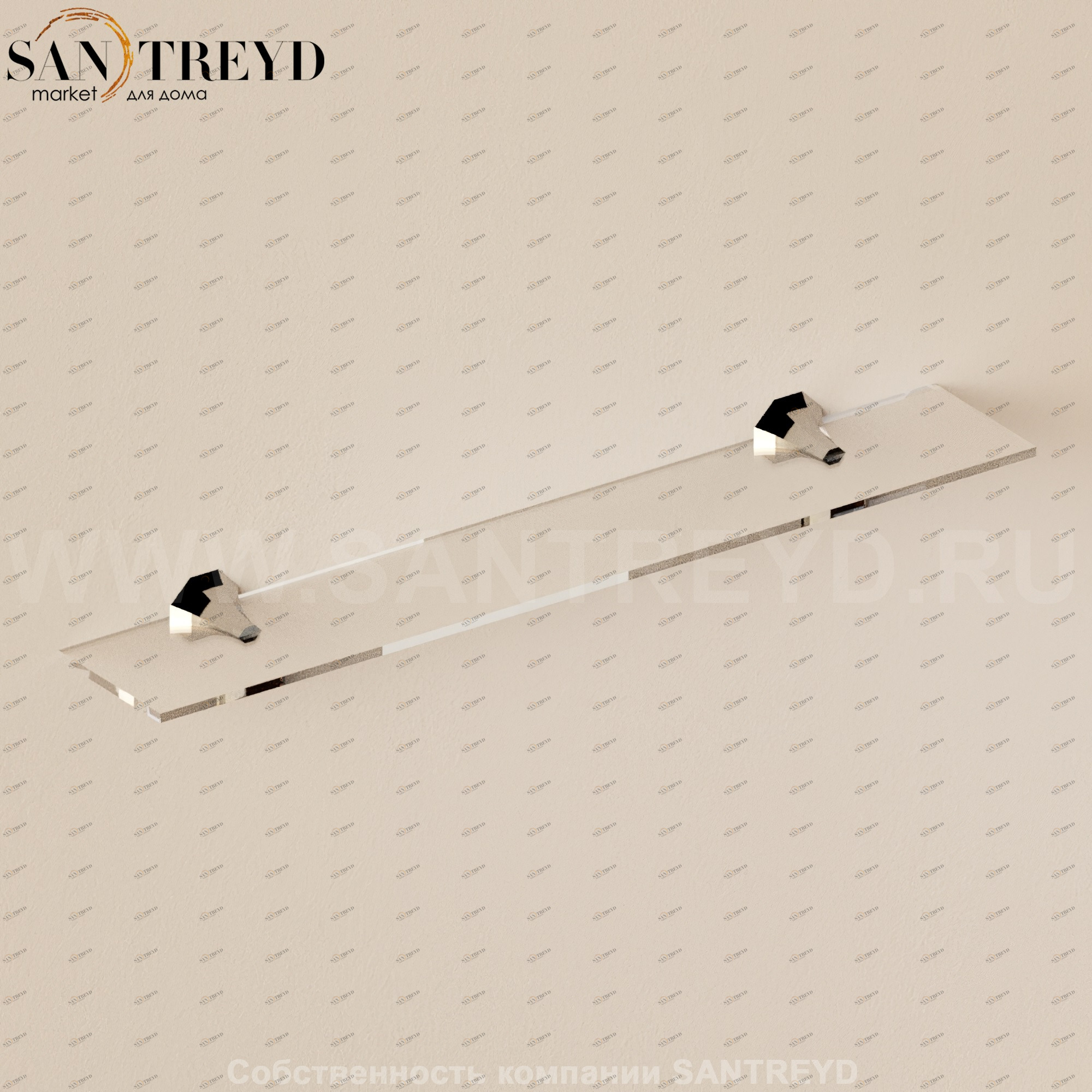 Flaminia EVERGREEN Стеклянная полка с хромированным креплением EG60M.CR Ceramica Flaminia EG60MCR