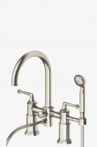 DSXT50 Открытый наполнитель ванны, установленный на приборной панели, с металлическим ручным душем и ручками Waterworks