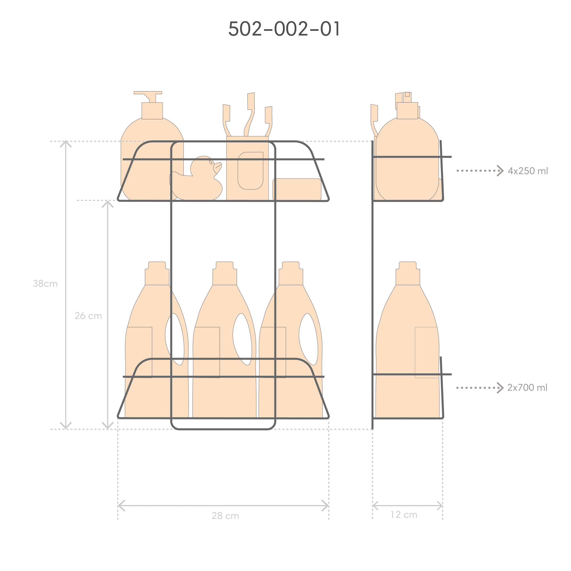 82484980 Полка двухъярусная прямая 28х12х38 см цвет хром Модулус Santreyd  - Вид №8