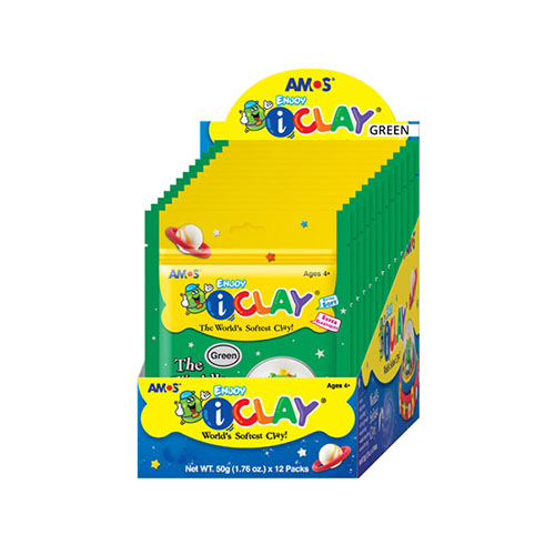 22048 Масса для лепки iClay в пакетиках 50 г зеленая AMOS 