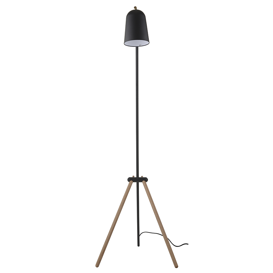 301865167011 Лампа напольная giraffe, 138 см, дуб, черное матовое основание Frandsen  - Вид №5
