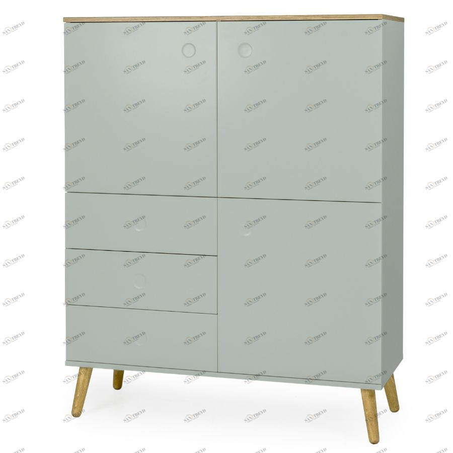 Шкаф Tenzo Dot, 137х109х43 см, дуб, зеленый 1666676