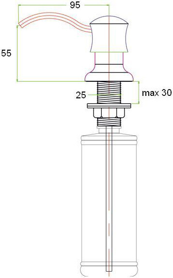 Встраиваемый дозатор ZorG Inox ZR-21 BLACK для жидкого мыла, черный - Вид №1
