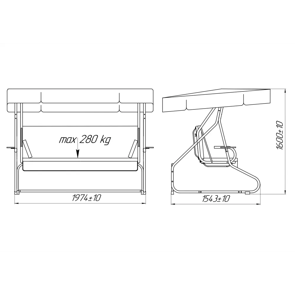 Качели садовые BEGINIA Losanna 2-х местные до 280 кг металл голубой STLM-2054043 - Вид №8