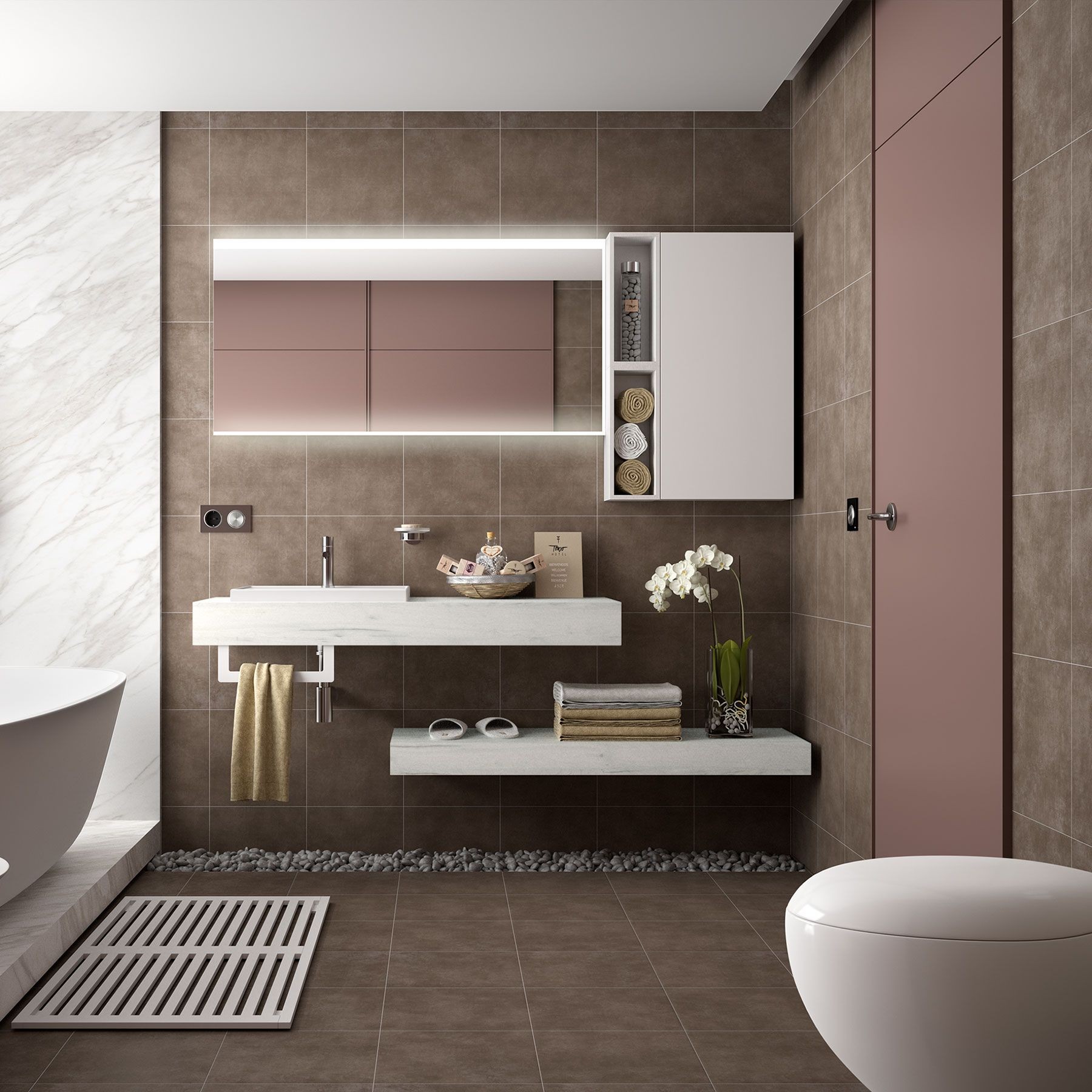 26225 SALGAR Столешница COMPAKT 46 от 2001 до 2500 мм, с 1 полувстроенной раковиной АРТИК ДУБ 