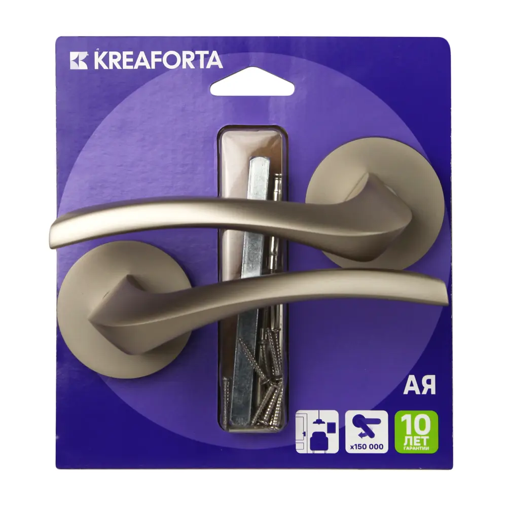 Дверная ручка на розетке KREAFORTA Ая без запирания цвет никель 89450132 STLM-2174994  - Вид №3