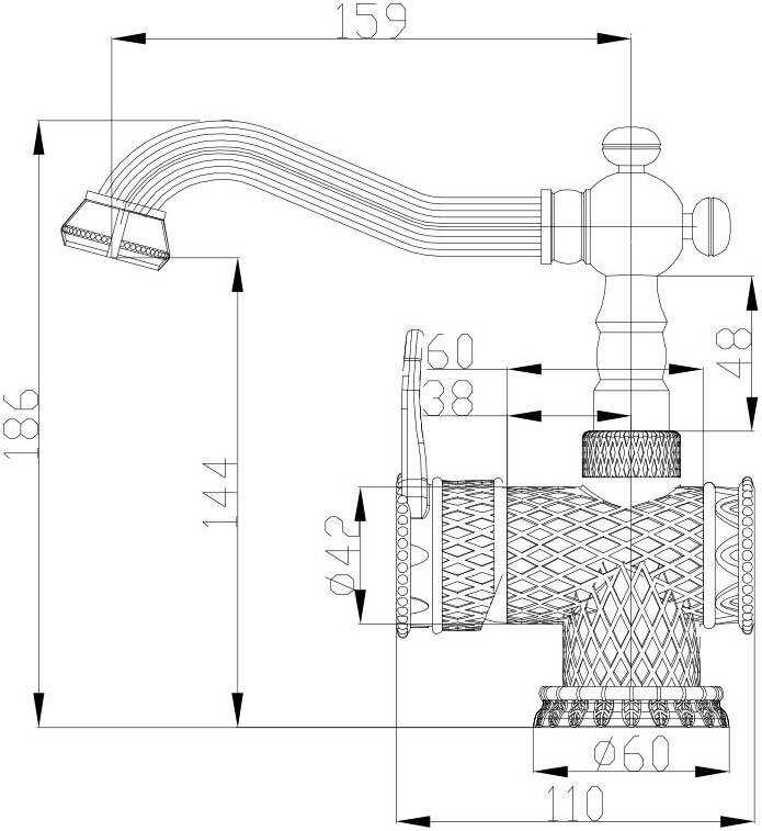 Смеситель ZorG Antic A 413U-BR для раковины, бронза - Вид №1