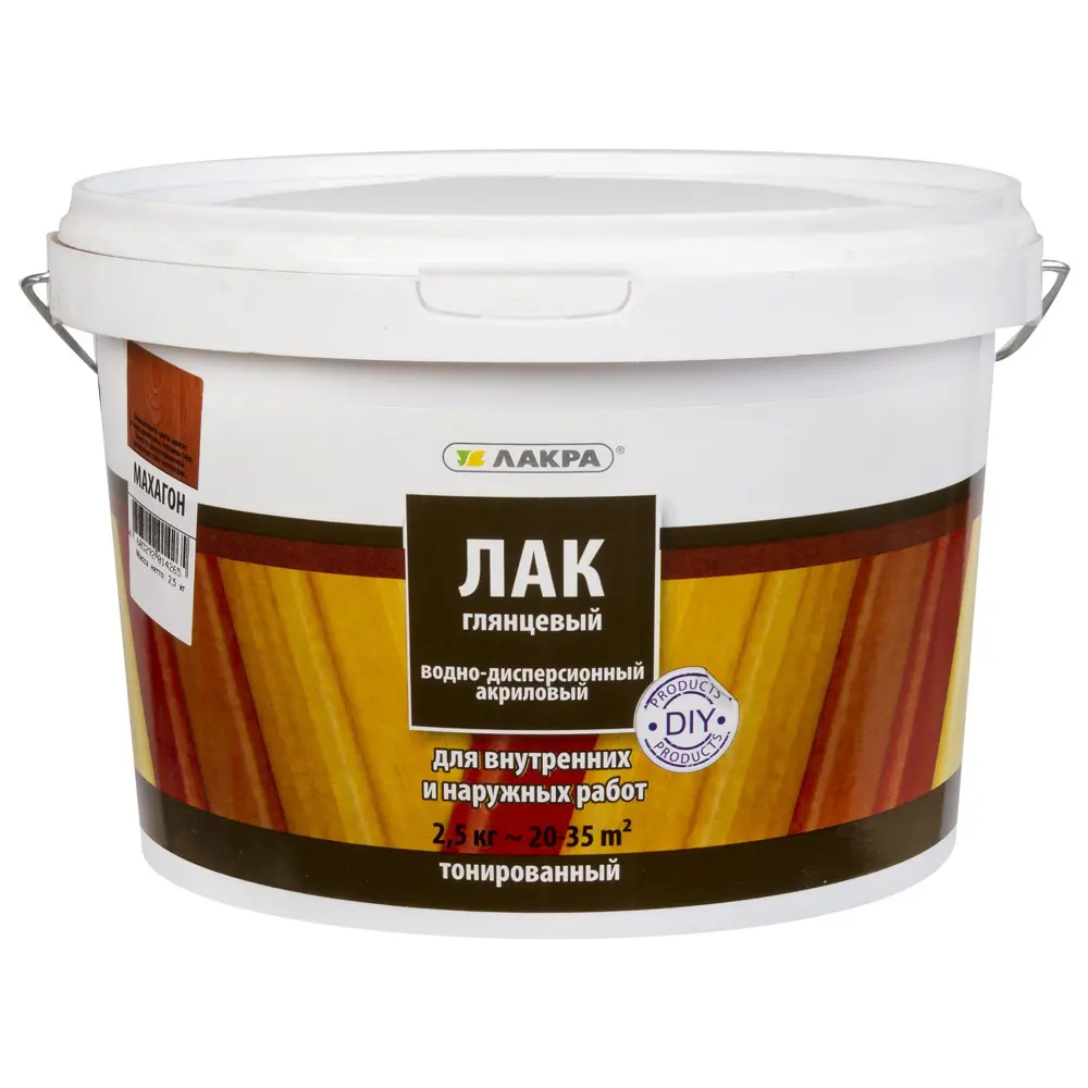 Лак тонированный водный цвета махагон 2.5 кг ЛАКРА STLM-2177526