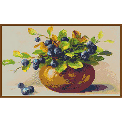 230х135кл Схема для вышивания цв. А3 ДК-056 "Ваза с черникой" Santreyd 