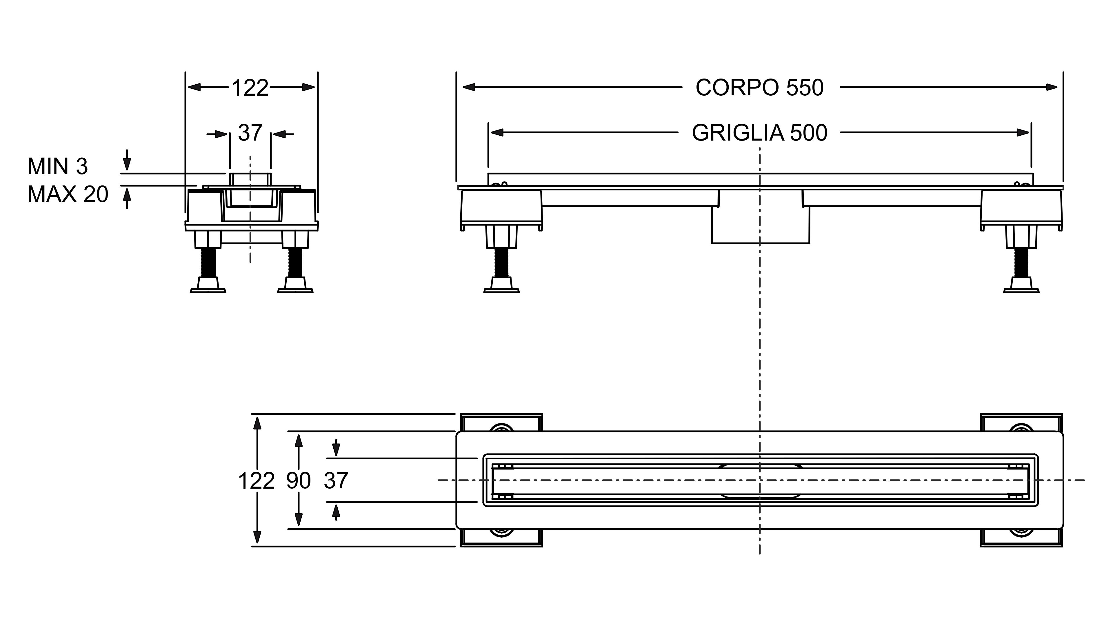 Слив для душа из нержавеющей стали Bonomini Canalissima ARCH-00114450 - Вид №2