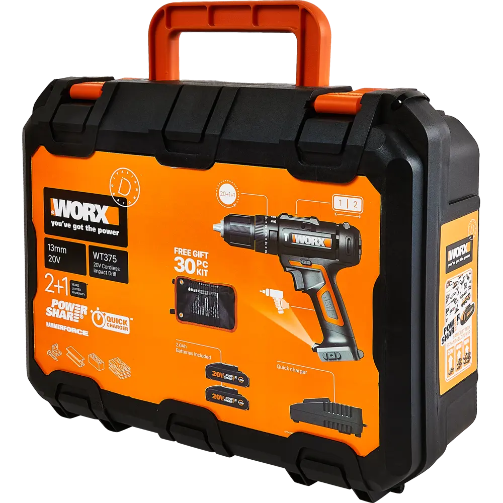 Аккумуляторный шуруповерт Worx WT375 с двумя батареями и кейсом 89352756 STLM-0838906 - Вид №12