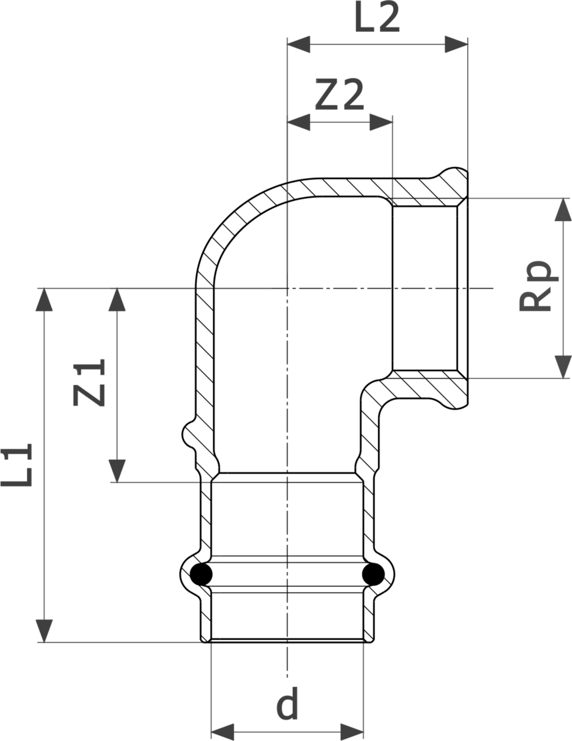 345 822 Модель 2614.2 Трубопроводные системы  Profipress G  Переходники/​переходные угольники Santreyd  - Вид №3