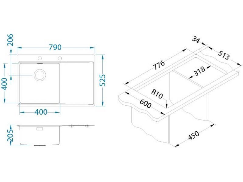 Мойка Alveus Pure 40 чаша слева 1103610 - Вид №1