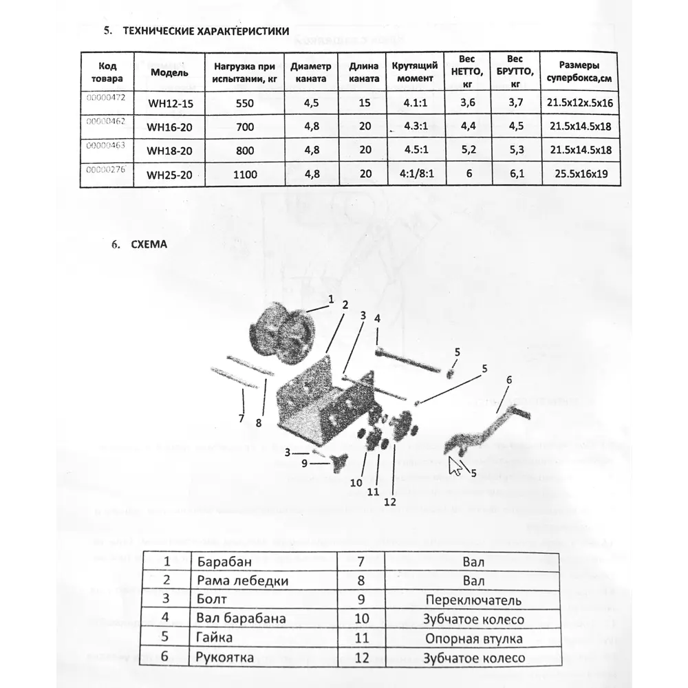 Лебедка барабанная Euro-Lift WH 12-15 550 кг 15 м STLM-2177398 - Вид №4