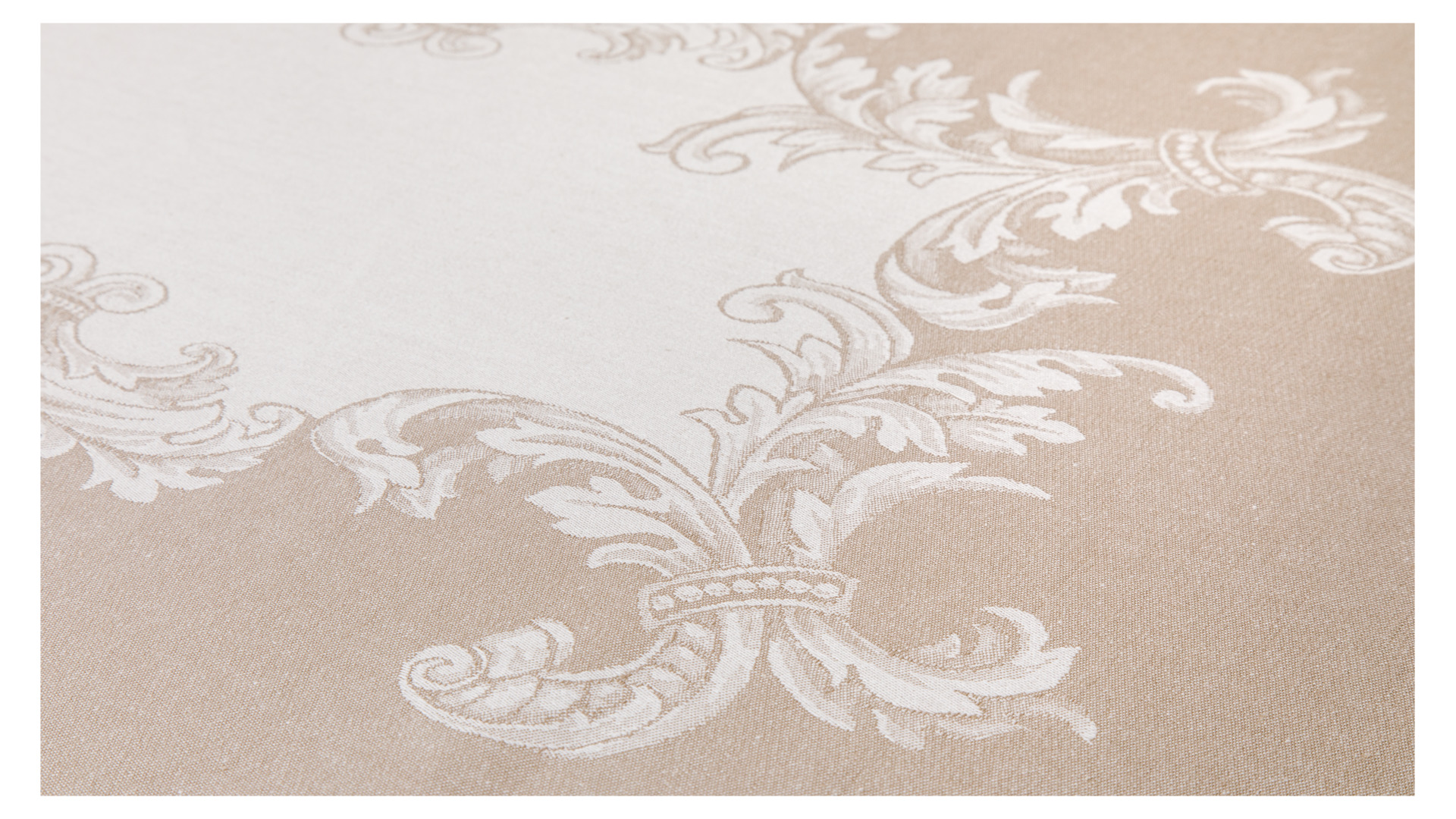 10652860 Яковлевский жаккард Скатерть прямоугольная Яковлевский Жаккард Акантус 178х350см бежевая, полулен Ткань  - Вид №1