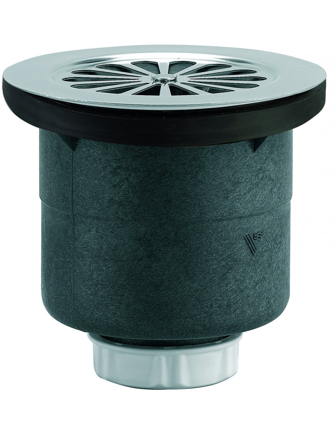 552000 000 00  Слив для душевого поддона Д. 90 мм, круглая гирлянда, выпускное отверстие вертикальное Д. 40 мм на винт или клей, NF, нержавеющая сталь Valentin Хром 