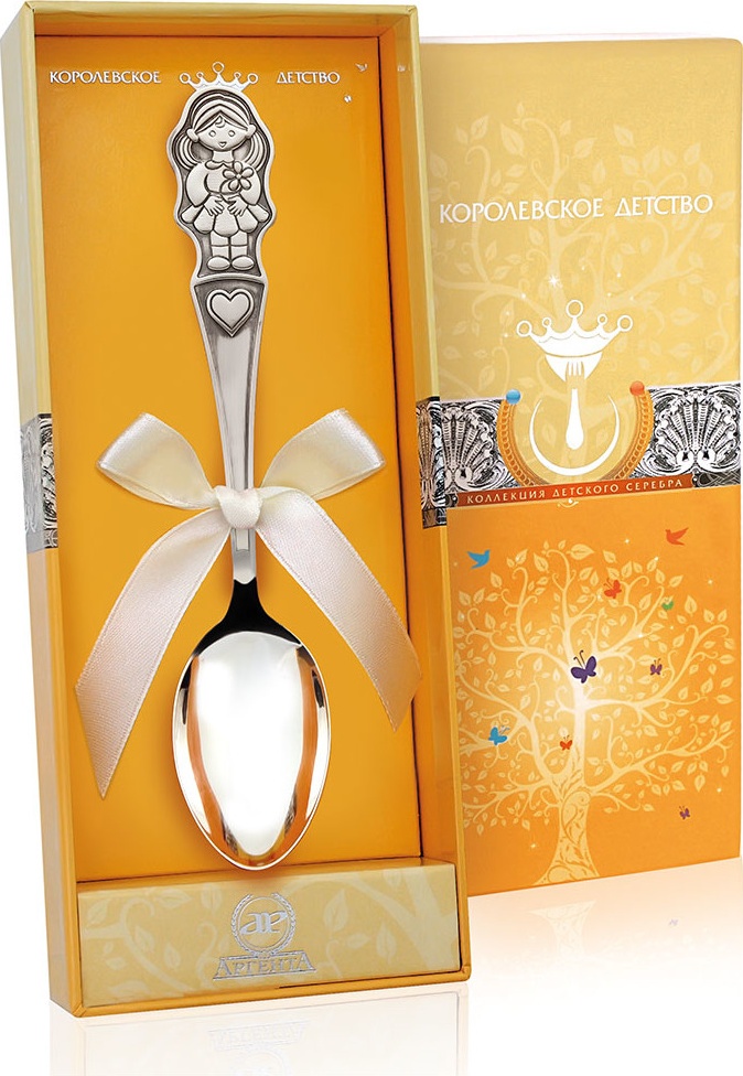 10646237 Аргента (Россия) Ложка чайная "Девочка"+ футляр Серебро 925 