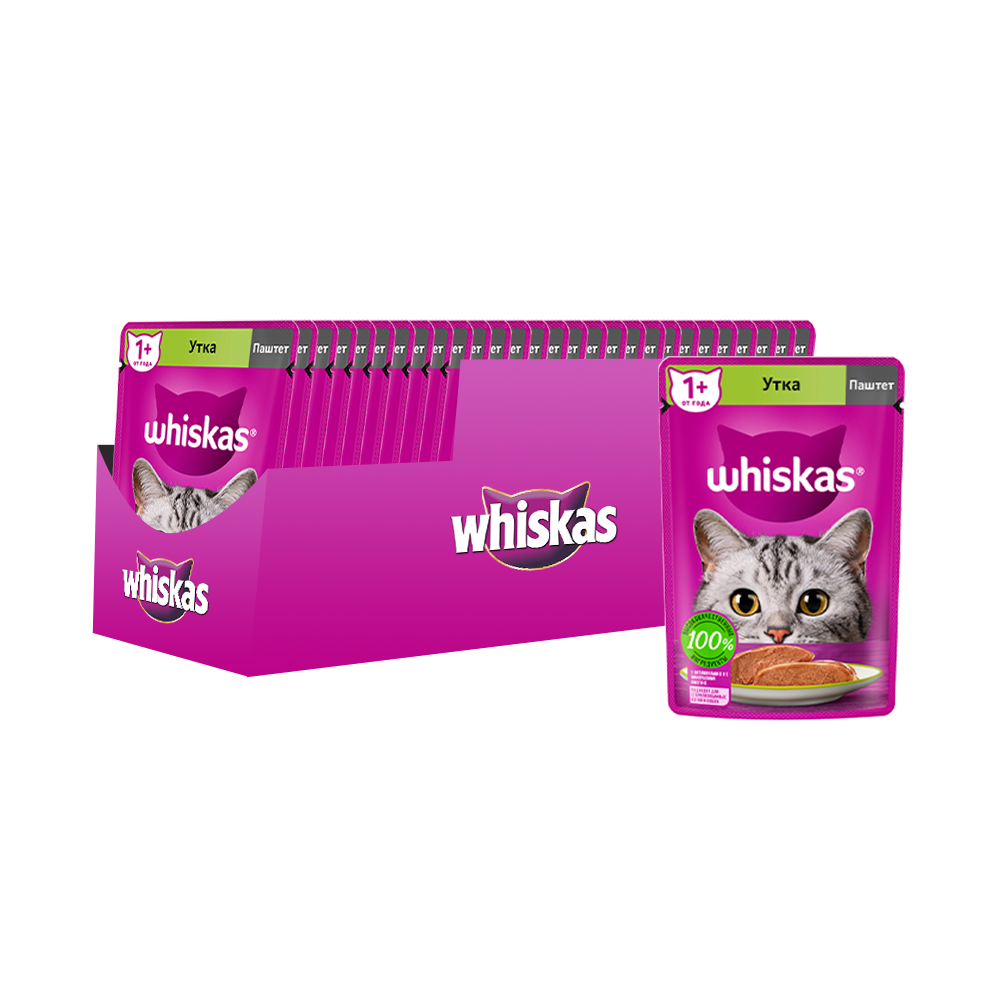 ПР0059369*24 Корм для кошек утка паштет пауч 75г (упаковка - 24 шт) WHISKAS 