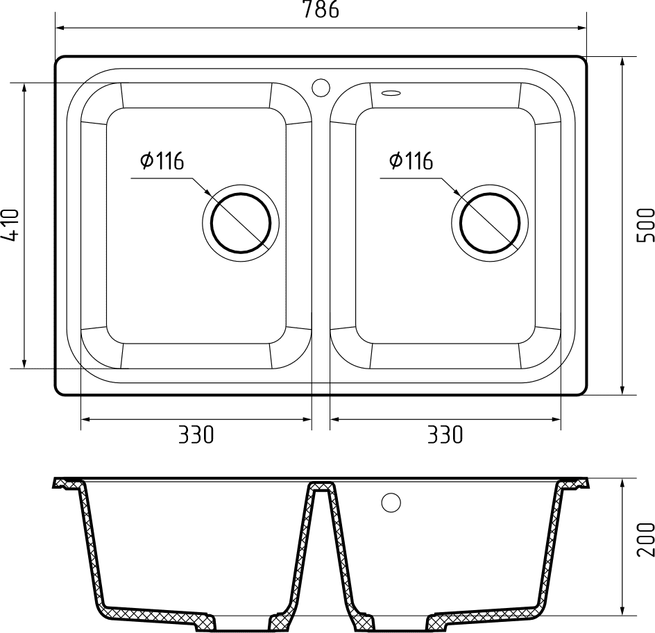 Кухонная мойка Искусственный камень STANDART S141 GranFest S-780K-S141 - Вид №1