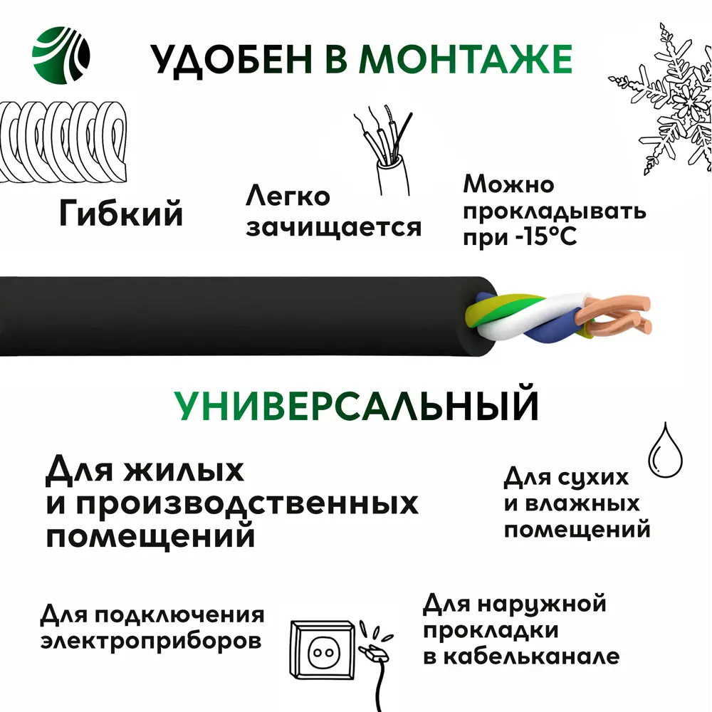 Кабель Ореол ВВГнг(А)-LS 3x1.5 50 м 89336242 STLM-2179221  - Вид №2
