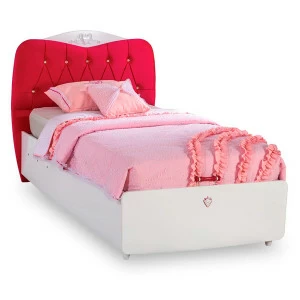 Кровать с подъемным механизмом односпальная 100х200 см белая с каретной стяжкой Yakut CILEK YAKUT 00-3832350 Белый;красный