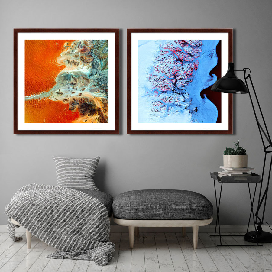 Картина 80х80 см Earth as the Art №7 "Аэрокосмическая фотосъемка поверхности Земли" КАРТИНЫ В КВАРТИРУ  00-3894673 Оранжевый  - Вид №3