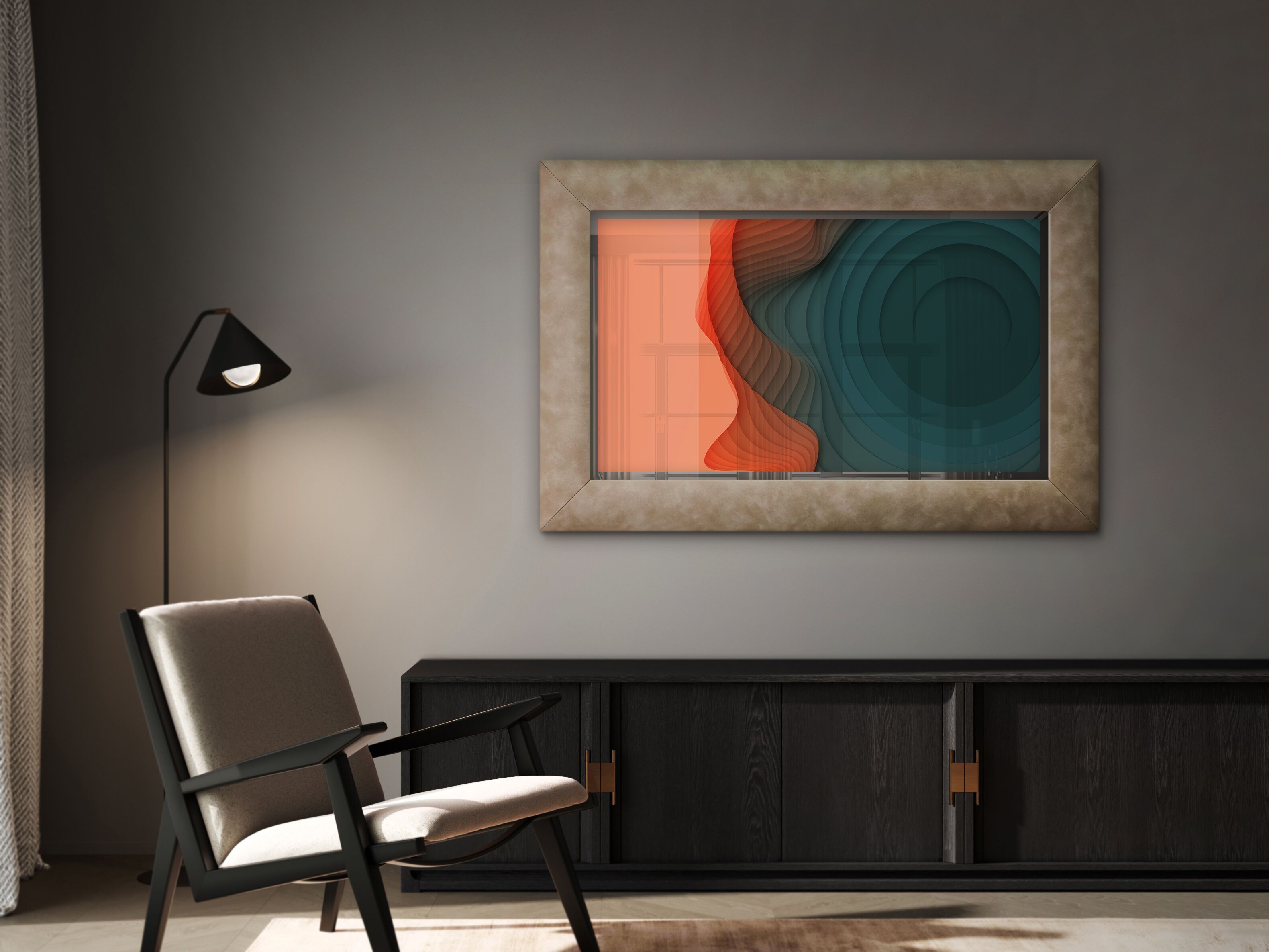 Прямоугольное настенное зеркало со встроенным отсеком для телевизора NEOD Venus ARCH-00047954