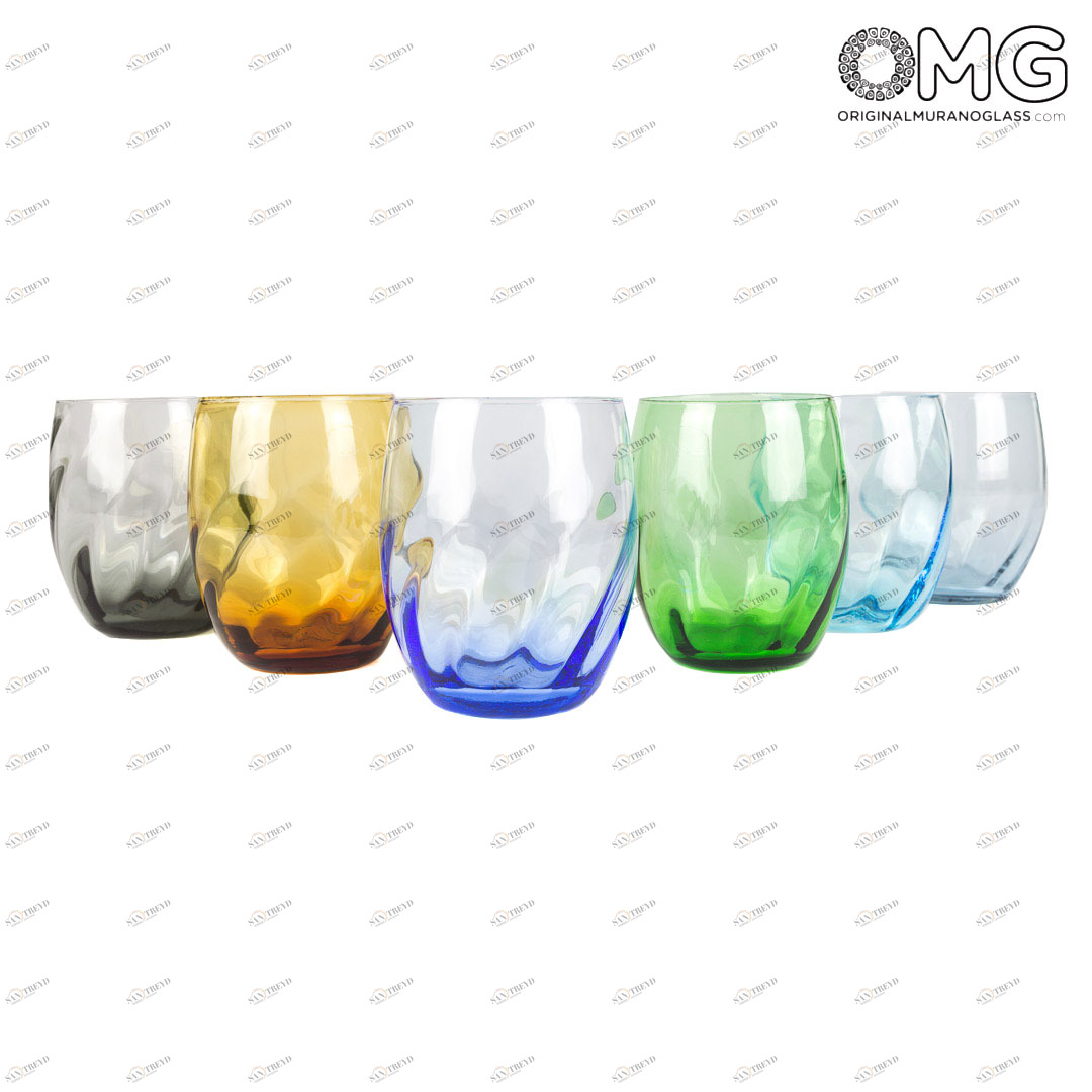 2761 ORIGINALMURANOGLASS Набор стаканов - округлые - витые грани - Original Murano Glass OMG 7 см 